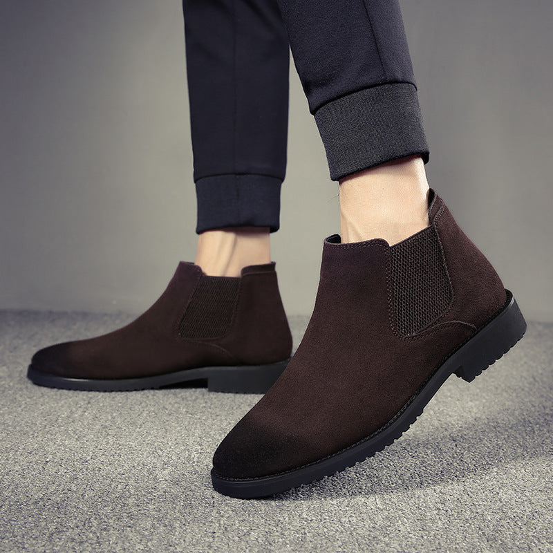 Men's High-Top Leather Chelsea Ankle Boots