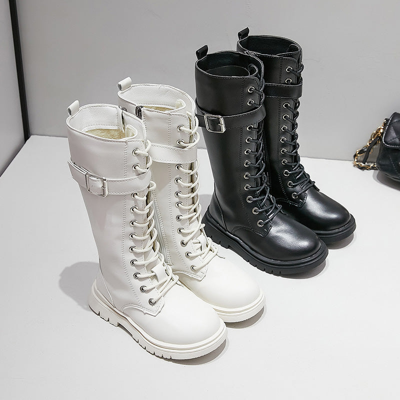 Girls' Fashion Leather High Boots for Autumn & Winter