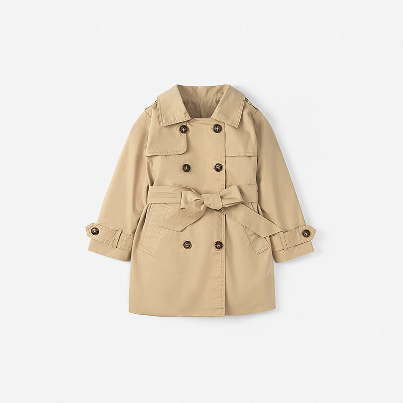 Girls' Mid-Length Trench Coat