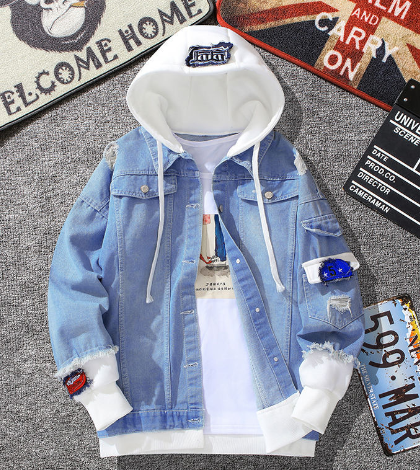 Distressed Denim Hooded Jacket