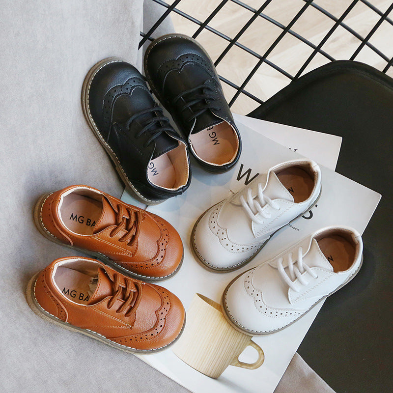 Boys' Retro Leather Shoes for Small and Medium Kids