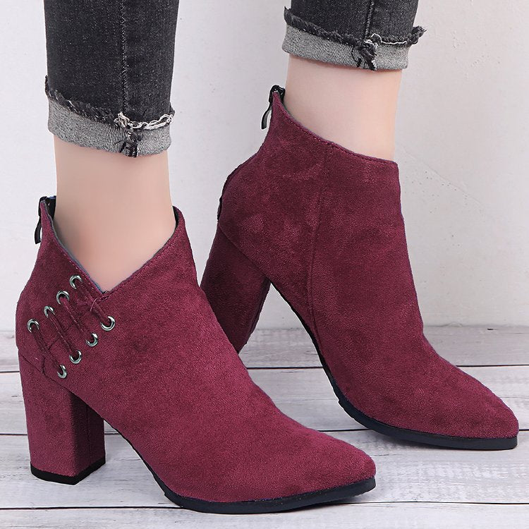 Pointed Suede Ankle Boots