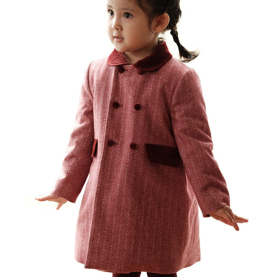 Girls' Mid-Length Wool Coat
