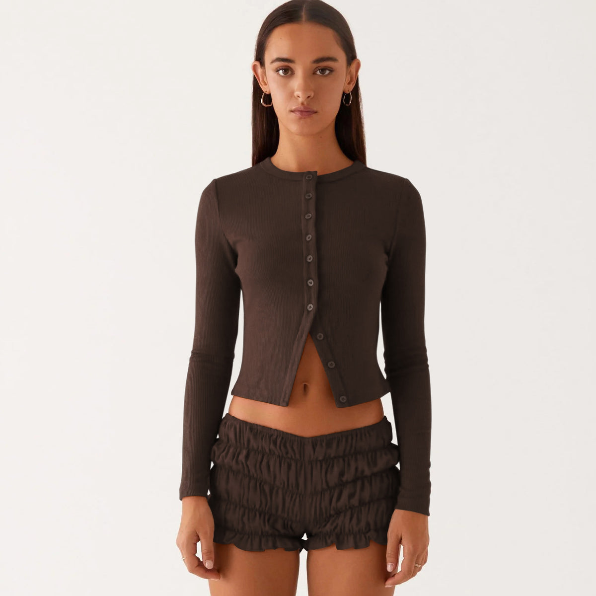 Ribbed Button Cardigan