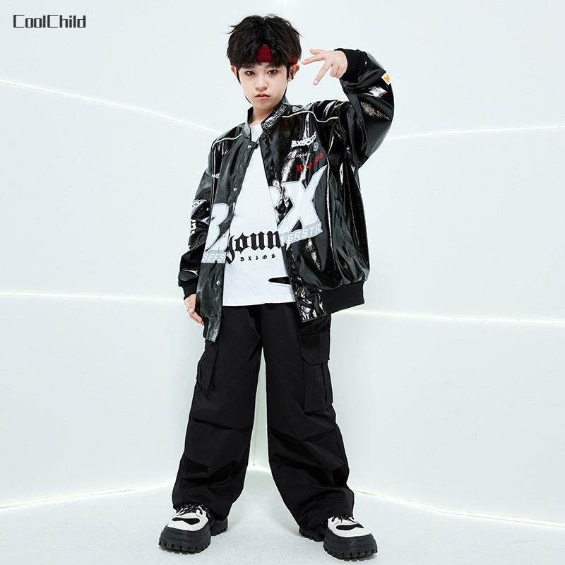 Boys' Leather Jacket & Cargo Set