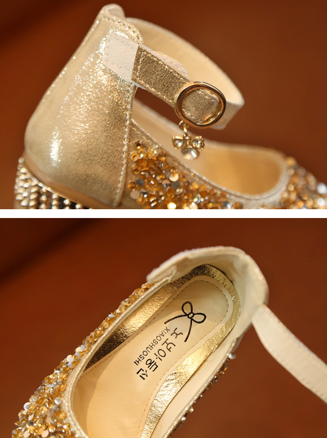 Girls' Glitter Ankle Strap Shoes
