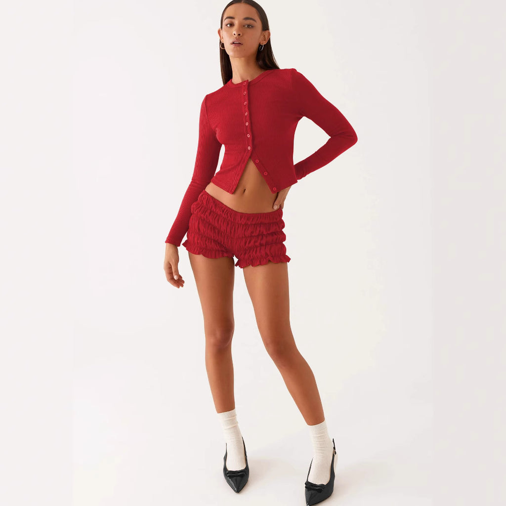 Ribbed Button Cardigan