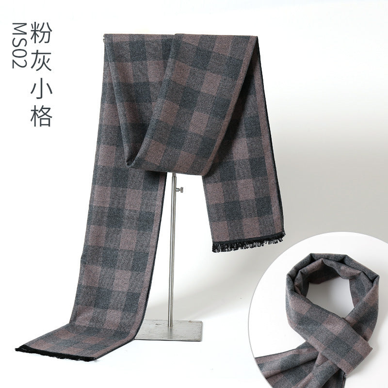 Men's Plaid Cashmere-Feel Scarf