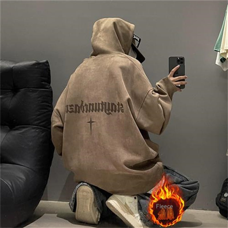 Burgundy Suede Hoodie