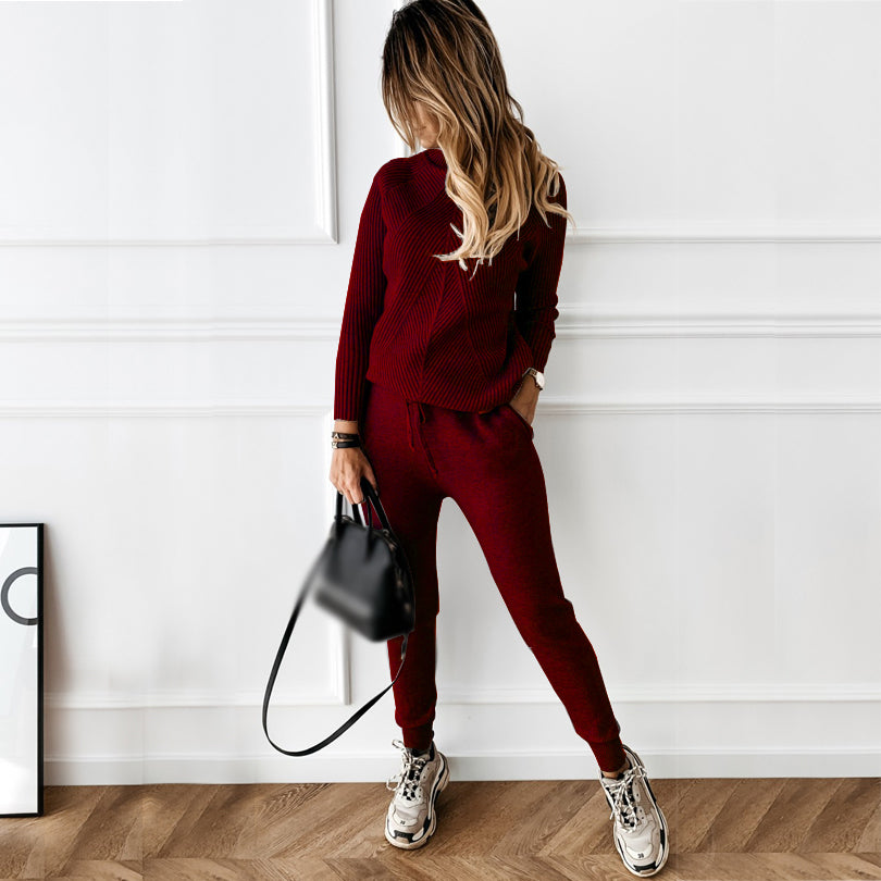 Turtleneck & Trousers Knit Set