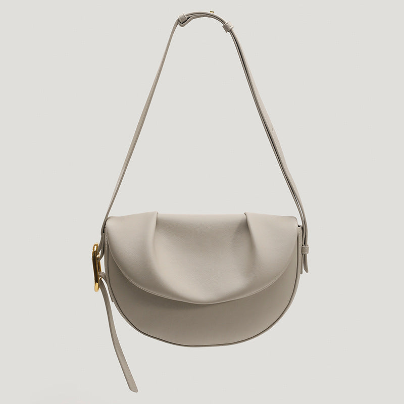 Pleated Leather Saddle Bag